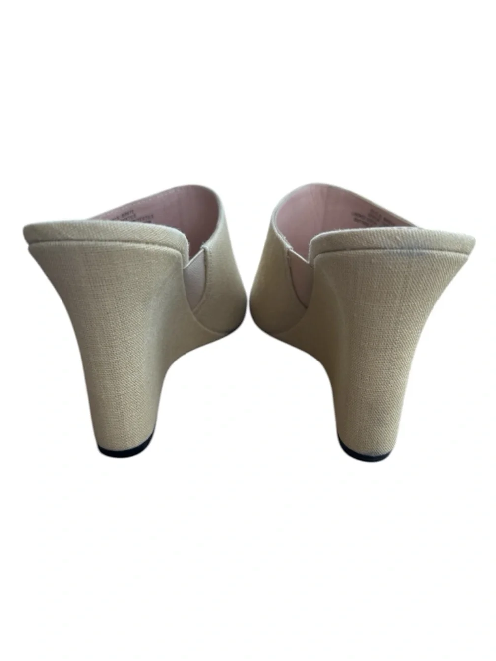 J.Crew‎ Beige Linen Wedge Mule Sandals Size 8 Minimal Coastal